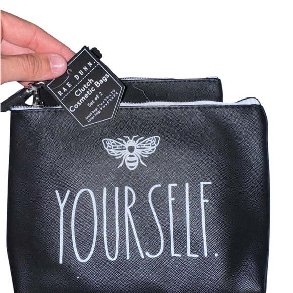 Black Cosmetic Bag with Bee Design